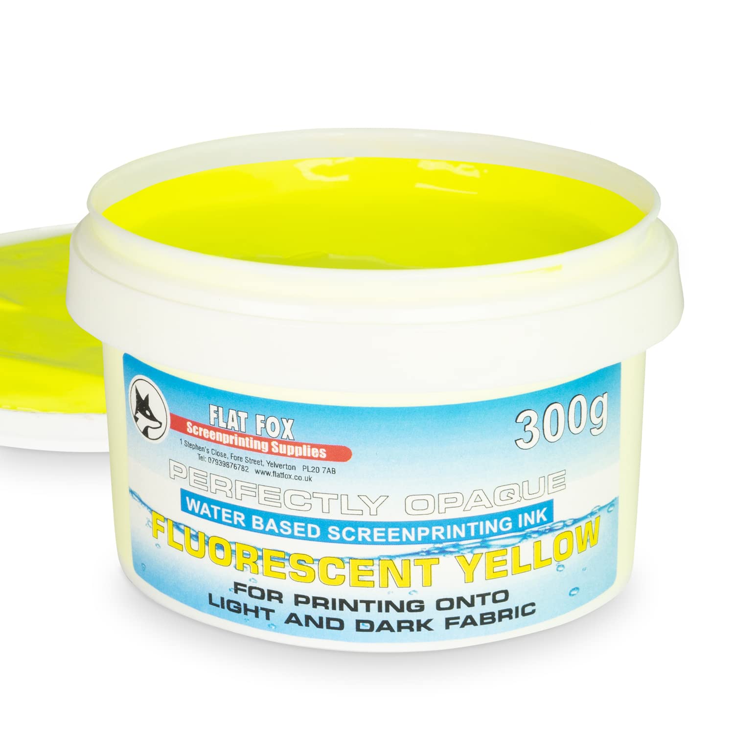 Flat Fox Screen Printing Opaque Water Based Fabric Inks (Fluorescent Yellow, 300g) — image 1