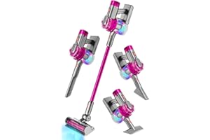 BLAXTEM 4-in-1 Kids Toy Vacuum That Works with Suction, Electric Toy Toddler Vacuum Cleaner for Children Ages 3 4 5 6+ Girls & Boys, Toddlers Toys Cleaning Set for Pretend Play (Rose Red)