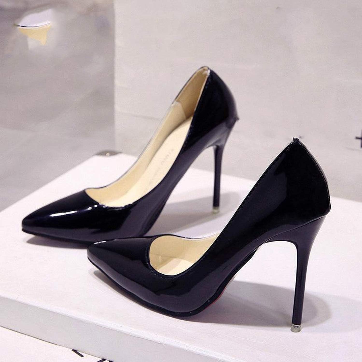 Hot Women Shoes Pointed Toe Pumps Patent Leather Dress High Heels Boat