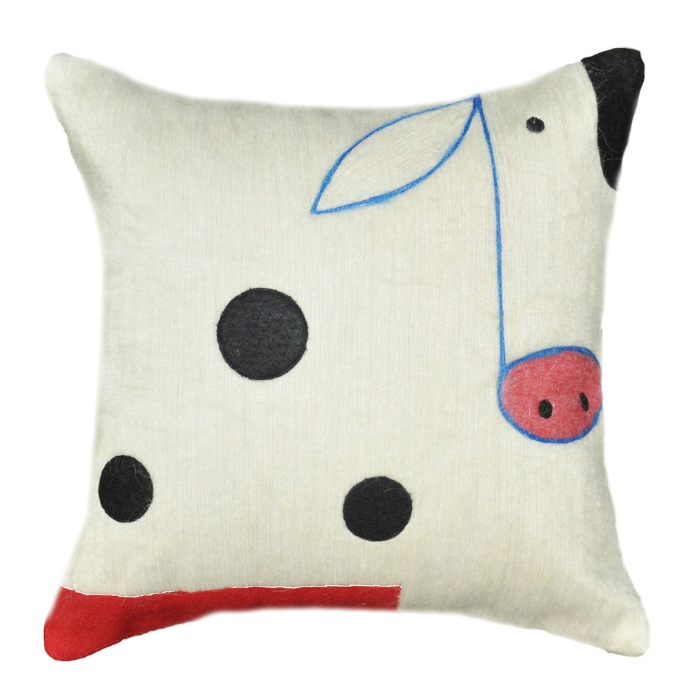 Amazon Com Be You Tiful Home Ah109 Cow Wool Felt Pillow White
