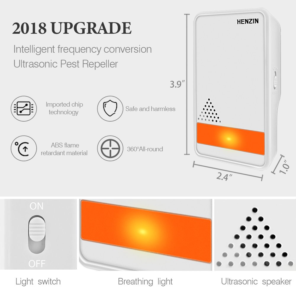 [2018 Upgrade] Ultrasonic Pest Repeller - Electronic Insect Control Repellent (Non-Toxic,Anti Insects, Bugs,Mouse,Mosquitos, Cocoroach,Spiders) - Human & Pets Safe (2-Pack)