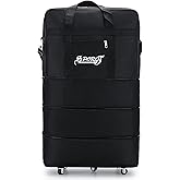 Radefasun Expandable Extra Large Travel Oxford Duffel Bag with Wheels Waterproof Lightweight Traveling Foldable Suitcase (Bla