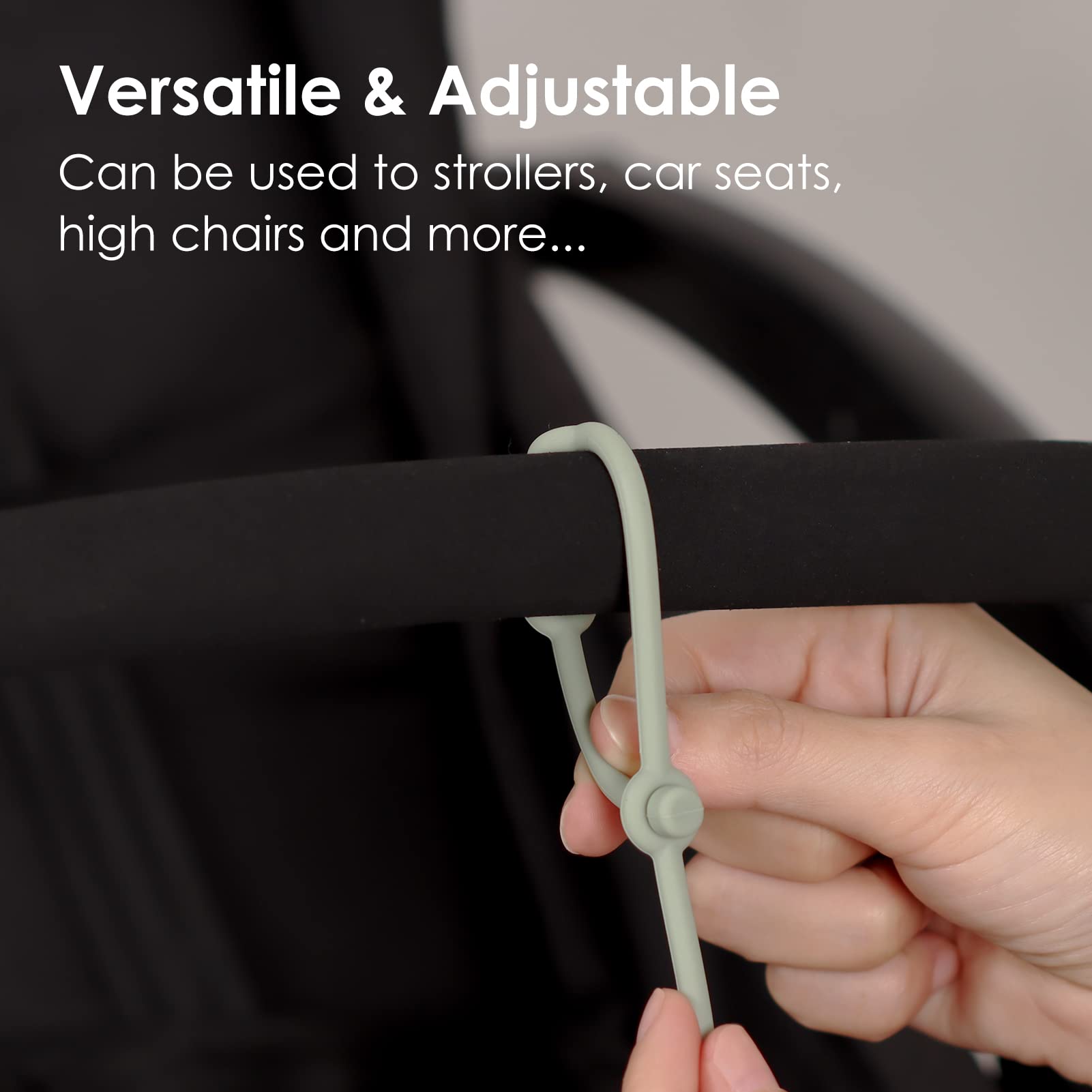 Andy Bear Toy Straps for Baby Toy Safety Straps Silicone High Chair Toys Straps Toddler Bottle Straps for Strollers, High Chair, Cribs, Car Seat, Stroller Accessories, Baby Pacifier Clip-Sage