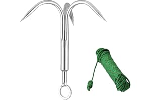 Yiliaw Stainless Steel Outdoor Grappling Hook with 50FT Rope/Climbing Claw/Gravity Hook/Flying Tigers/Aquatic Anchor Hook for Your Outdoor Life,Hiking,Tree Limb Removal