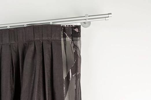 title=Bastone doppio per tende Ø 16 mm, L. 280 cm. in alluminio satinato – completo