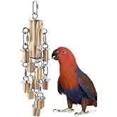 KATUMO Parrot Toys for Large Birds with Detachable Parts, 304 Stainless Steel and Natural Hardwood Chew Toy for Macaw, Cockatoo, African Greys, Medium to Large Parrots, Safe and Durable