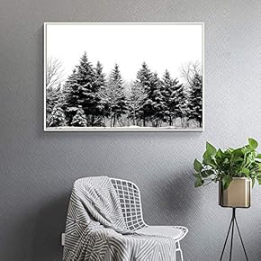 Floating Framed Canvas Wall Art for Living Room, Bedroom Black and White Tree Art Canvas Prints for Home Decoration Ready to Hang - 16x24 inches