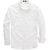 JOGAL Mens Poncho Shirts Long Sleeve Casual Button Down Work Shirt with Two Pockets