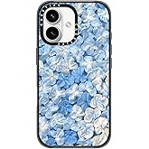 CASETiFY Impact Case for iPhone 16 [Slim / 8.2 ft. 4X Military Grade Drop Protection/Wireless Charging Compatible] - Blue Hydrangea - Clear Black