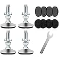 Tahikem 4 Set M10 Adjustable Leveling Feet, Heavy Duty Height Adjuster Furniture Leveler Foot With T Nut, Screw On Cabinet Restaurant Table Chair Self Levelers Leg (2 Base Dia & Thread Length, Silver)
