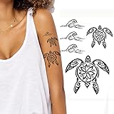 Hawaiian turtles and waves temporary tattooo adult