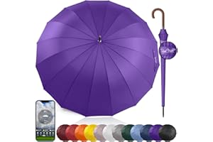 Royal Walk Windproof Large Umbrella for Rain 54 Inch Automatic Open for 2 Persons Wind Resistant Big Golf Umbrellas for Adult Men Women Classic Wooden Handle Fast Drying Strong 16 Ribs Travel 120cm
