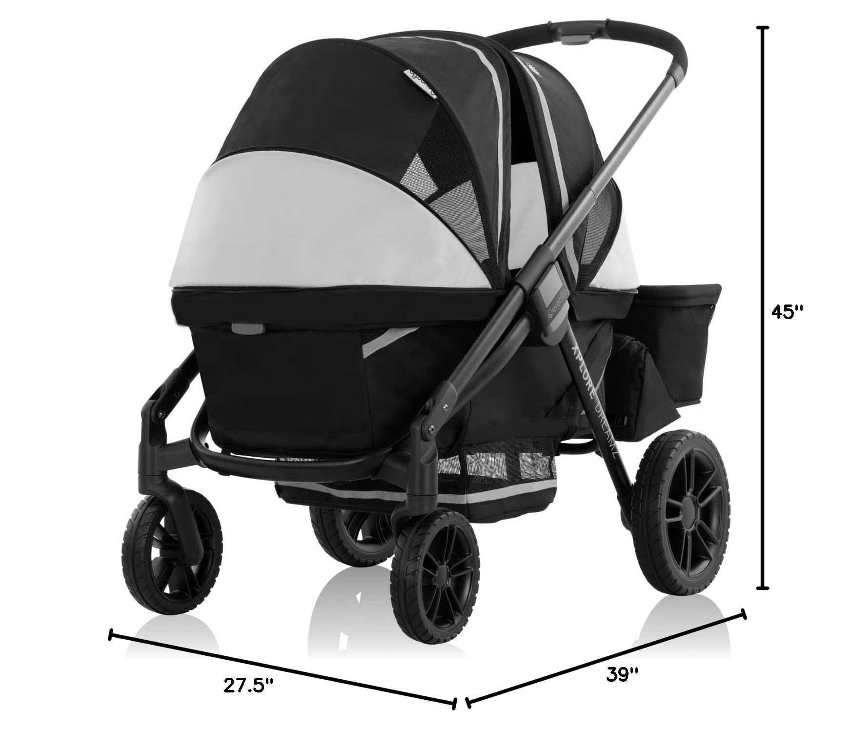 Evenflo Pivot Xplore Dreamz All-Terrain Stroller Wagon with Bassinet Insert (Jetsetter Black)