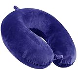 GDEOUP Travel Pillow - Memory Foam Neck Pillow Support Pillow,Luxury Compact & Lightweight Quick Pack for Camping,Sleeping Rest Cushion (Navy Blue)
