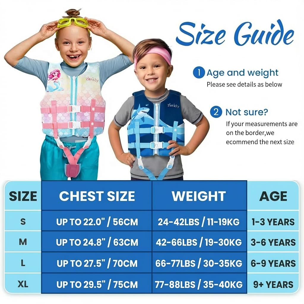 Zeraty Kinder Schwimmweste Schwimmen Jacke für Kleinkinder mit Einstellbare Sicherheits Straps Alter 1-9 Jahre / 22-50 lbs 2