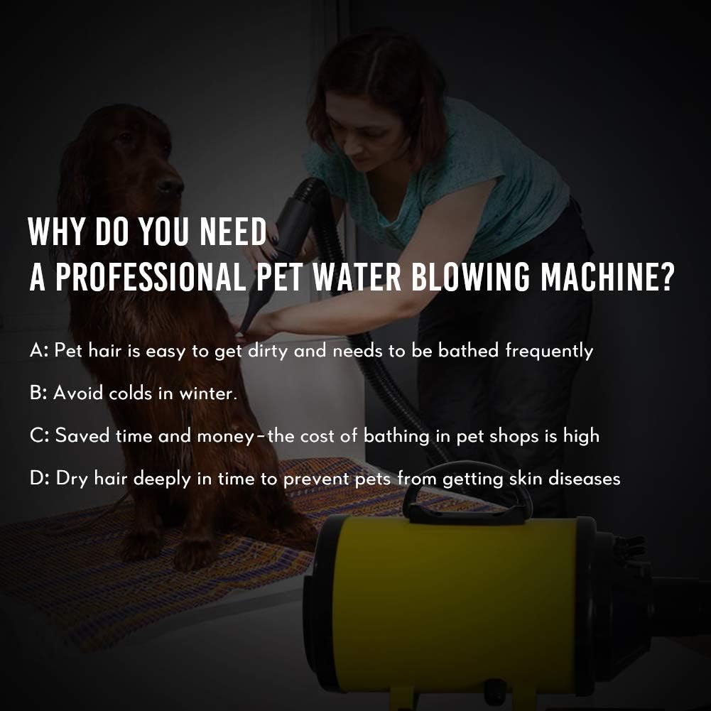 SLADE Dog Dryer Blow Grooming Hair Dryer for Large Dogs Pet Professional High Velocity Blower Hot and Cold 30-70℃ Adjustable for Medium Large Big Dog 3200W/4.2HP (Yellow-2 Speed adjustments)