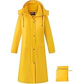Ubon Women's Rain Coat Waterproof with Hood Long Raincoat Packable Rain Jacket Casual Windbreaker