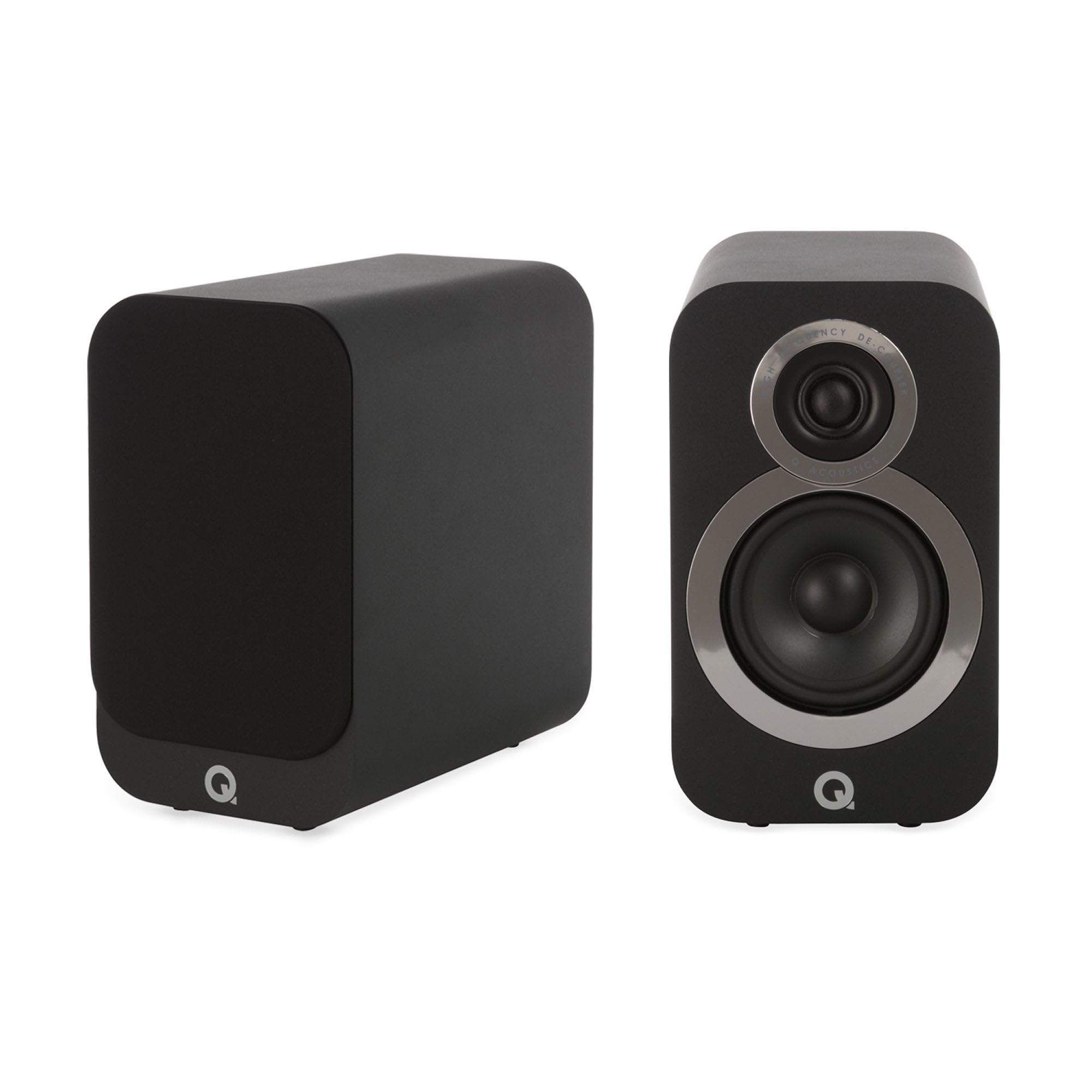 Q ACOUSTICS 3010i Compact Bookshelf Speakers Pair Carbon Black - Featuring 2-way Reflex Enclosure Type, 100mm (4") Bass Driver, and 22mm (0.9") Tweeter - Stereo Hifi/Passive