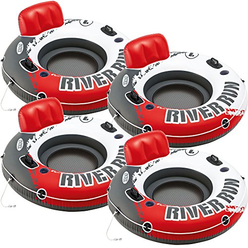 Intex Red River Run 1 Fire Edition Sport Lounge 4 pack, Inflatable Water Float, 53