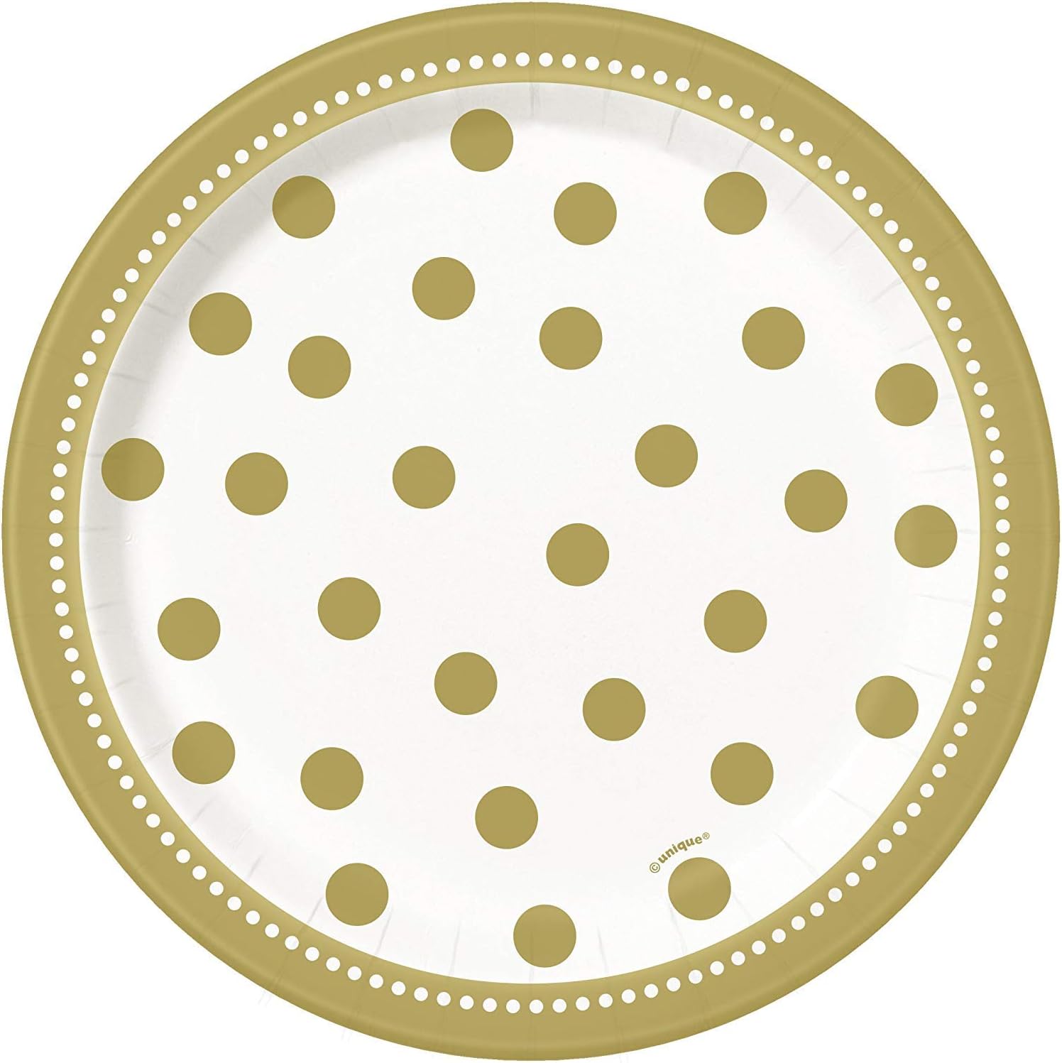 Unique Party 49584 18cm Golden Birthday Party Plates, Pack of 8