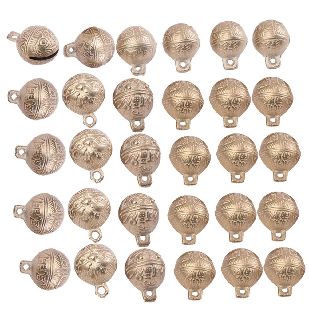 SUPVOX 30 Pcs Antique Copper Jingle Bells - Christmas Craft Bells, 16mm Mini Be ll for Wind Chimes, Christmas Crafts, Feng Shui Decor, DIY Jewelry Making & Holiday Ornaments