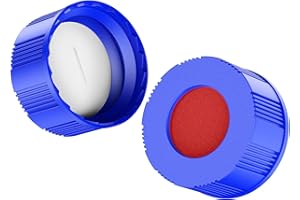 Autosampler Vials Cap,9mm Blue Polypropylene Screw-Thread Caps with Pre-Slit PTFE White/Silicone Blue Septa,6mm Center Hole by Biomed Scientific