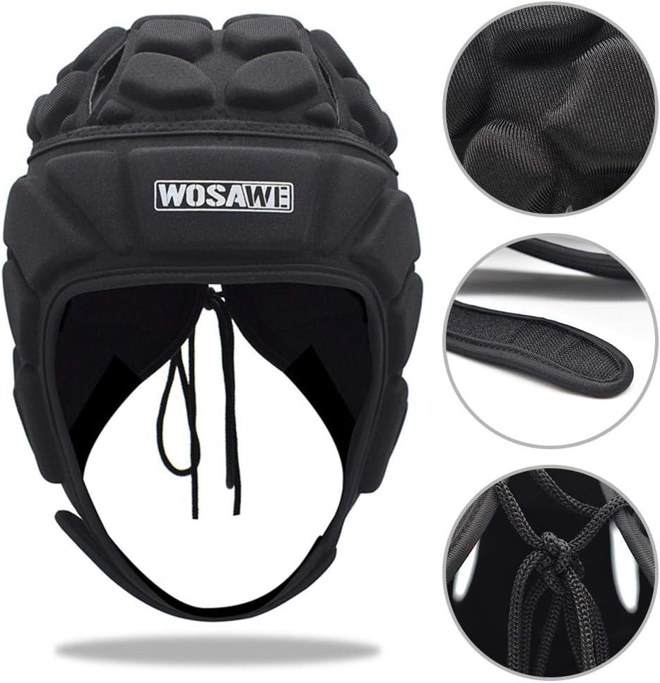 Rainrain27 Goalkeeper Helmet, Men's Soccer Headgear Thickened Adjustable Adult Soccer Rugby Football Head Guard Gear Protective Helmet Protector Hat