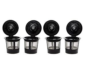 ElloGreen 4 Pack of Permanent Coffee Filters for Keurig Single Serve Coffee Makers Stainless Mesh - Premium Replacement and Reusable Coffee Filter for Keurig Cup Brewing Systems Home and Office Use
