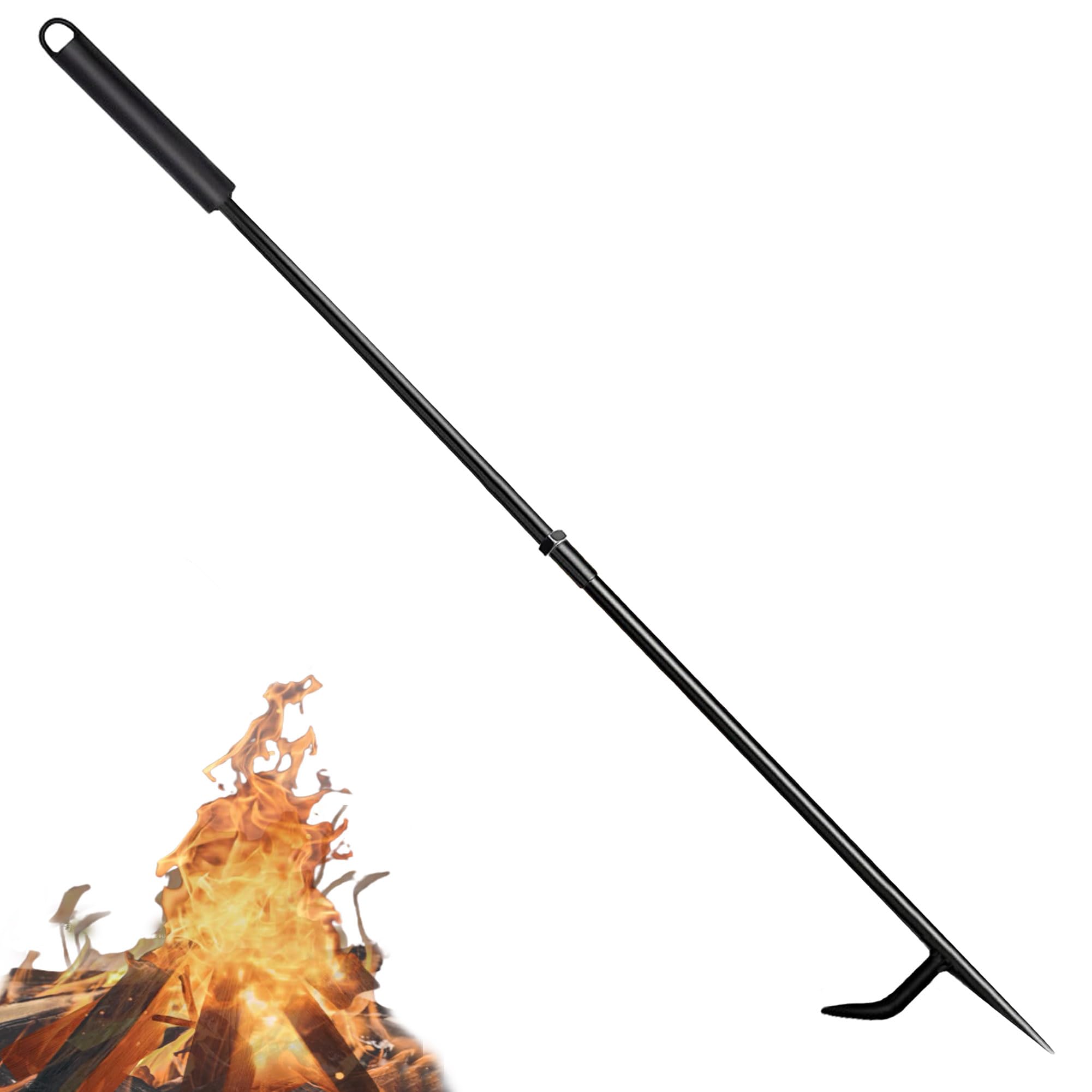 ZEECER Fire Poker for Fire Pit, Heavy Duty 34-Inch Solid Steel Fireplace Poker, Portable Removable Design Fire Pit Poker Fire Poker for Outdoor Fireplaces Solo Stove Campfires & Indoor Use