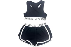 KKmeter Kids Girls 2pcs Dance Outfit Racer Back Crop Top with Shorts Clothing Sets for Sport Gymnastic Dancing Swimming