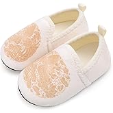 Scurtain Unisex Big Kids Little Kids Slippers Socks Artificial Woolen Slippers with Non-slip Rubber Sole for Big Boys Girls Little Boys Girls