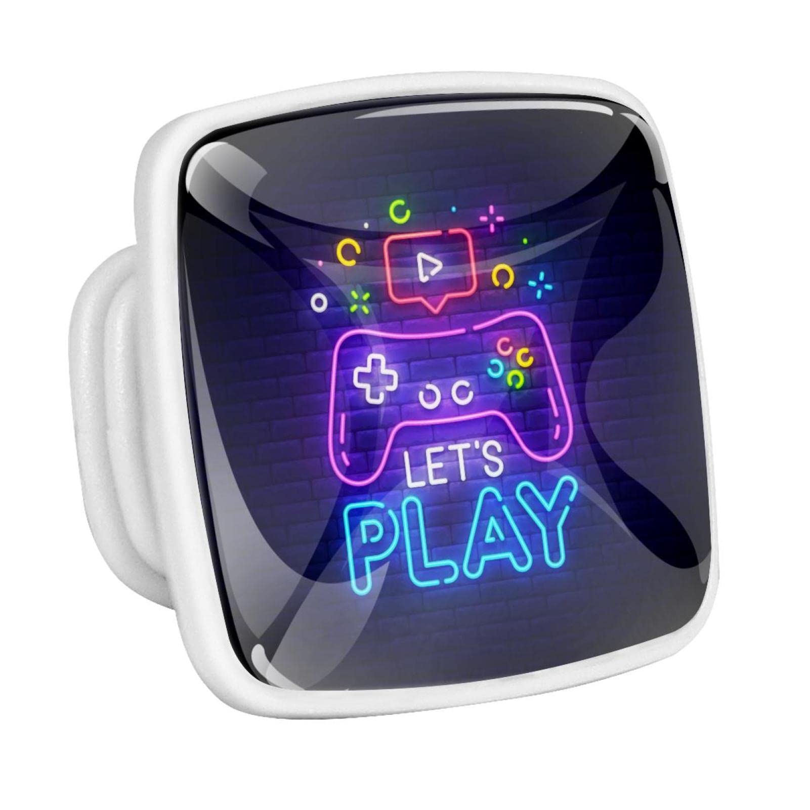 Eslifey 4 Pack Neon Game Controller Drawer Knobs Square Glass Dresser Pulls Glowing in The Dark