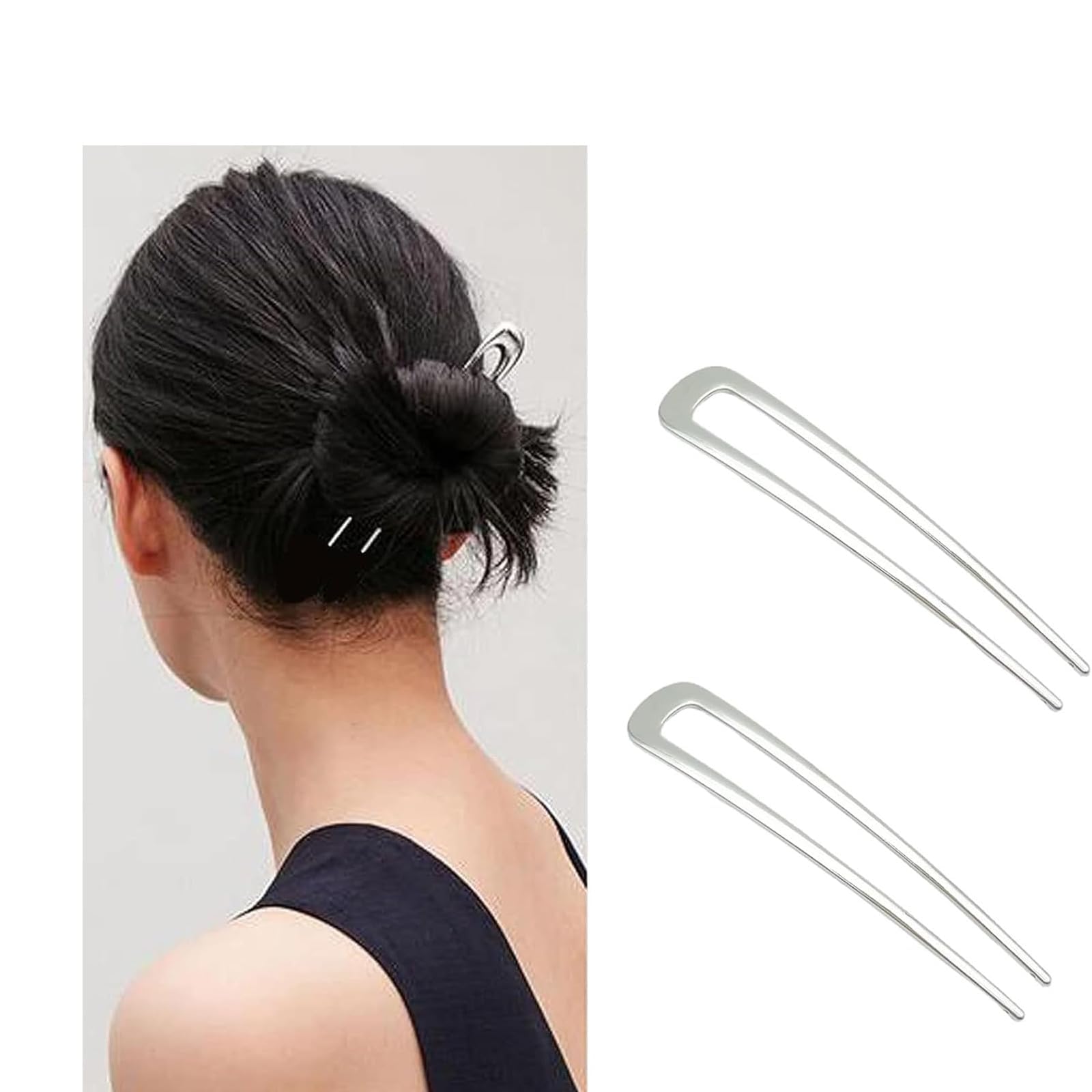 2 Pcs U Shaped Hair Pins，Hair Pins for Buns，Metal Hair Sticks Vintage Hairpin Holder Hair Clip Pin French for Women Girls