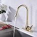 KES cUPC NSF Certified BRASS Singel Handle Pull Down Kitchen Faucet with Retractable Pull Out Wand, High Arc Swivel Spout, Titanium Gold, L6910LF-PG