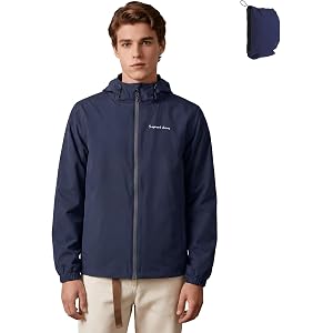 SHDR SHEPHERD DIARIES Men's Waterproof Jacket Windproof Hooded Packable Lightweight Coat for Hiking Golf Travel