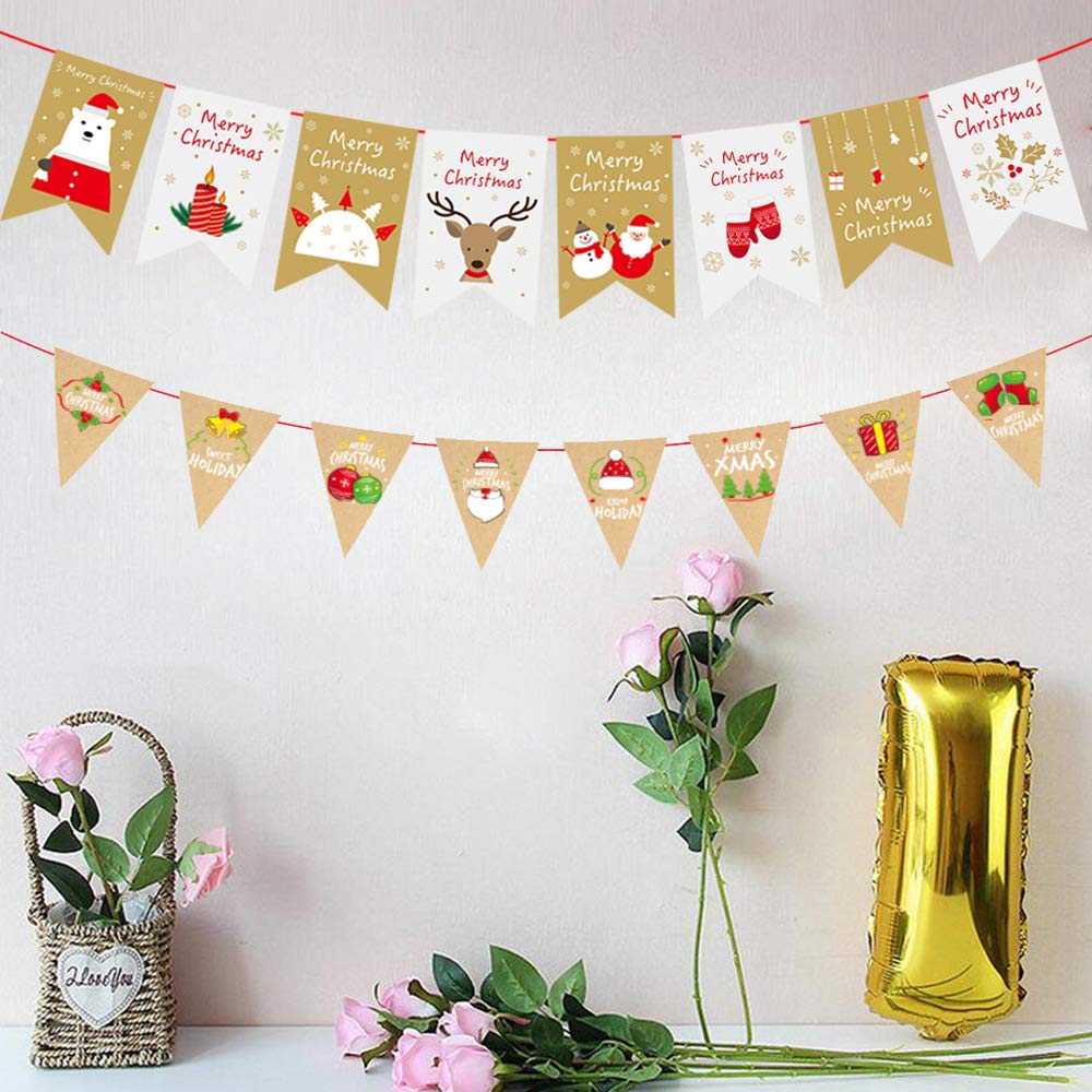 O Kinee Girlande Weihnachten 4 Stucke Weihnachtsgirlande Weihnachten Papier Banner Niedliche Weihnachtsdeko Hangedekoration Fur Schaufenster Fenster Wand Kinderzimmer Party Deko Gold Weiss Kuche Haushalt Wohnen Basteln Malen Nahen
