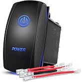 Nilight Power Rocker Switch Led Light Bar 5 Pin Laser On Off | SPST Switches 20A/12V 10A/24V Blue with Jumper Wires Set for Cars Trucks Boats ATVs UTVs RVs