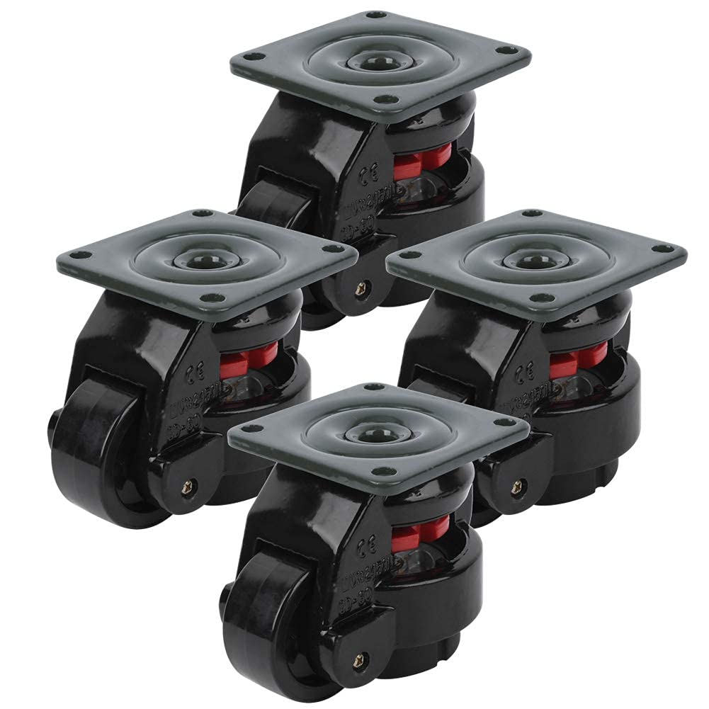 Gd 60f 4 Horizontally Adjustable Castors, Black Gross Load 500kg /1102.3lb Wheel Diameter 50mm for Heavy Duty Workstations Vending Machines