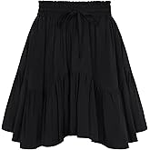 Scarlet Darkness Mini Skirt for Women Renaissance Boho High Waist Ruffle Flowy Skirts with Pockets