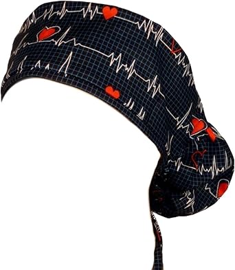 Big Hair Women S Medical Scrub Caps Heartbeats On Navy At Amazon