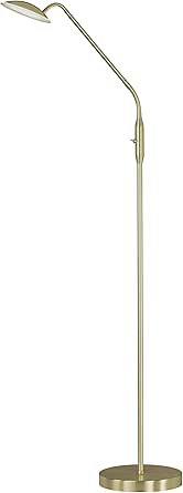 WOFI Lámpara de pie de metal, 12 W, latón mate, 23 x 23 x 135 cm