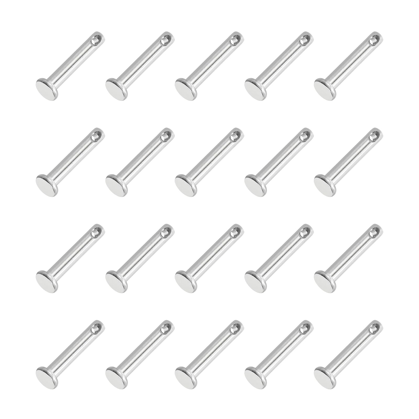 PATIKIL 3 x 16 Mm Single Hole Clevis Pins, 20 Pcs 304 Stainless Steel Flat Head Pin for Hitch Pin Lock Link Hinge Systems, Silver