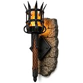 Medieval LED Torch Wall Sconce, Gothic Castle Flame-Effect Lamp | Wall-mounted medieval torch design with LED flame-style glow for gothic, castle-inspired, and game room decor