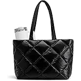 ASL Puffer Tote Bag for Women, Lightweight Quilted Handbags with Zipper Bottle Pockets Compartments, Work Travel Nurse Gifts