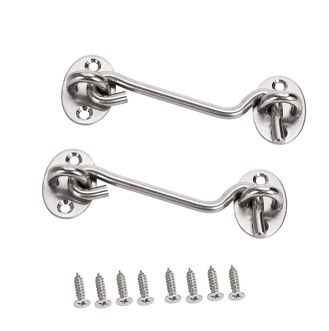 Repuhand 2Pcs Cabin Hook Stainless Steel Cabin Hook Multi-Purpose Hooks for Gate Window Door Catch Silent Brace,with Mounting Screws