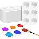 Bercoor 52 PCS Plastic Paint Palettes, 6 Well White Rectangular Watercolor Oil Palette Painting Tray Artist Craft Palettes for Painting Party, DIY Craft and Art Painting