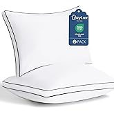 CozyLux Pillows Standard Size Set of 2, Soft Supportive 3D Down Alternative Bed Pillow for Sleeping 2 Pack White, Luxury Hotel Quality Gusseted Bedding Pillow for Back, Stomach or Side Sleepers 18x26