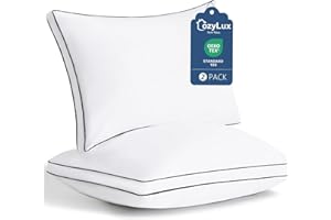 CozyLux Pillows Queen Size Set of 2, Soft and Supportive 3D Down Alternative Bed Pillow for Sleeping 2 Pack White, Luxury Hotel Quality Gusseted Bedding Pillow for Back, Stomach or Side Sleepers 18x28