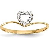 FB Jewels 14K Yellow Gold CZ Cubic Zirconia Heart Ring
