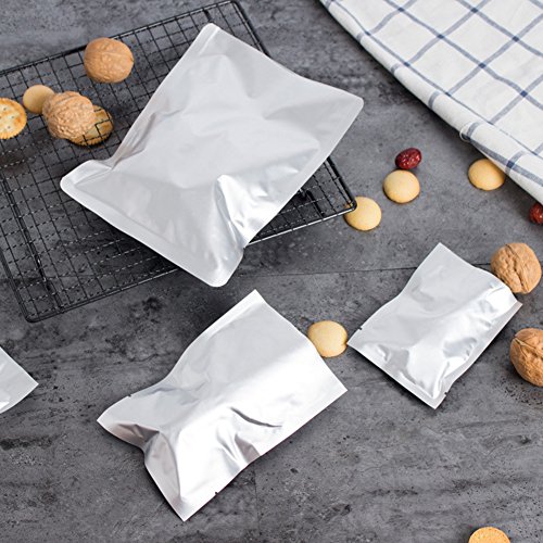 Silver Aluminum Foil Mylar Bag Vacuum Bags Sealer Double-sided Safety - Coffee/Nuts/Cosmetic Sample Giveaway - Long Term Storage Wrapping 100 Pcs (69cm(2.4in3.5in))